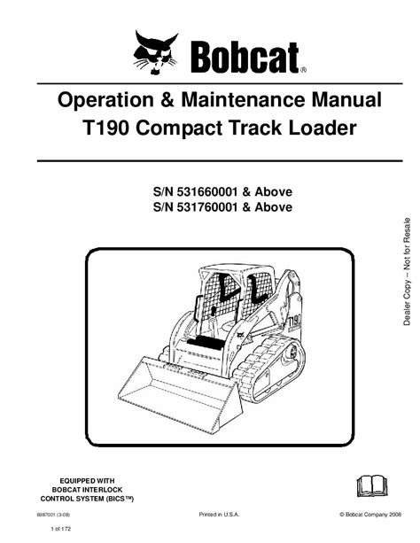 bobcat skid steer t190 fuel location|bobcat t190 service manual.